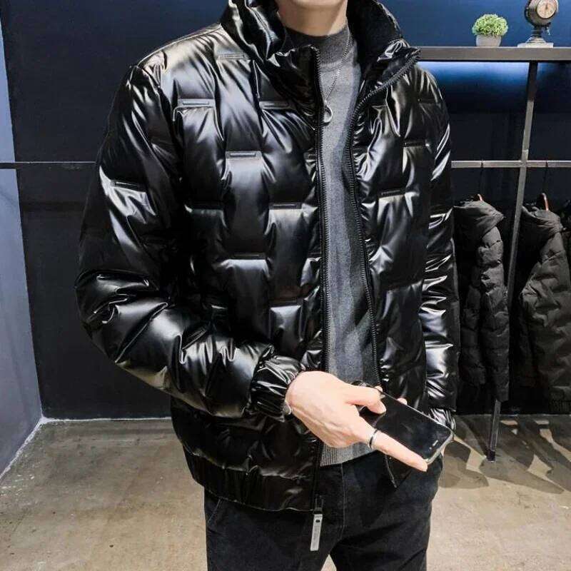 Men's Down Jacket Glossy Male Padded Coats Short Parkas Collared Padding Winter Outerwears Fashion 2024 Promotion Hot Outer
