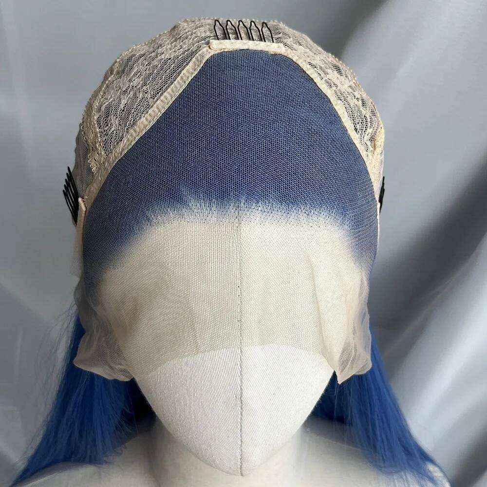 Royal Blue Lace Front 13*4 Long Straight Hair Heat-Resistant Fibers High Quality Synthetic Wig Cosplay Jinx Wigs