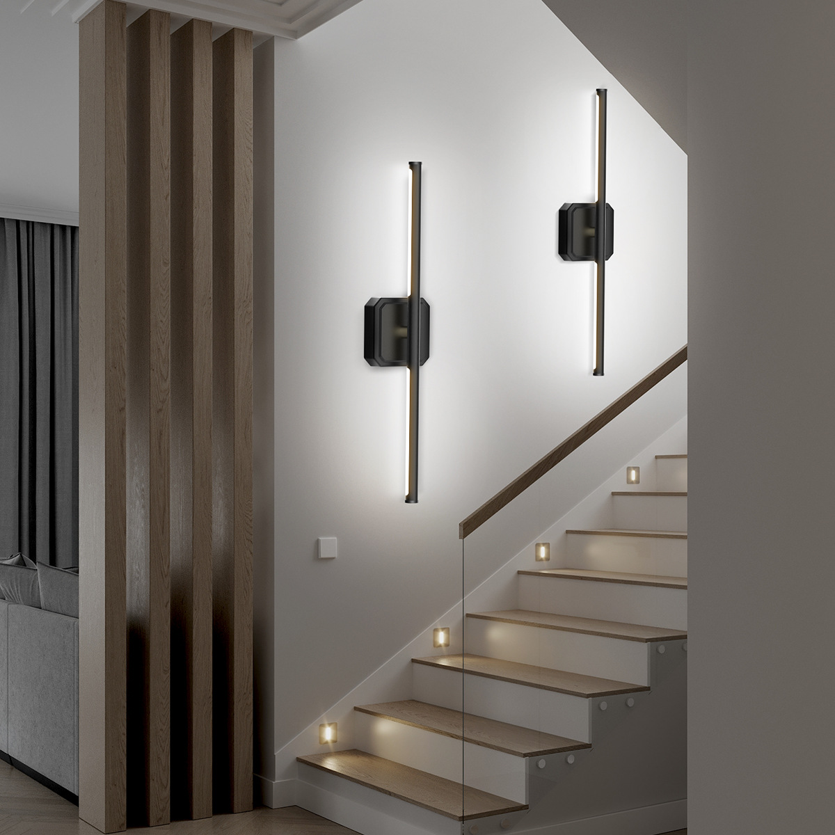 Stylish Modern Split Wall Lighting Fixture with Adjustable Beam Direction for Study/Living Area-HCP040