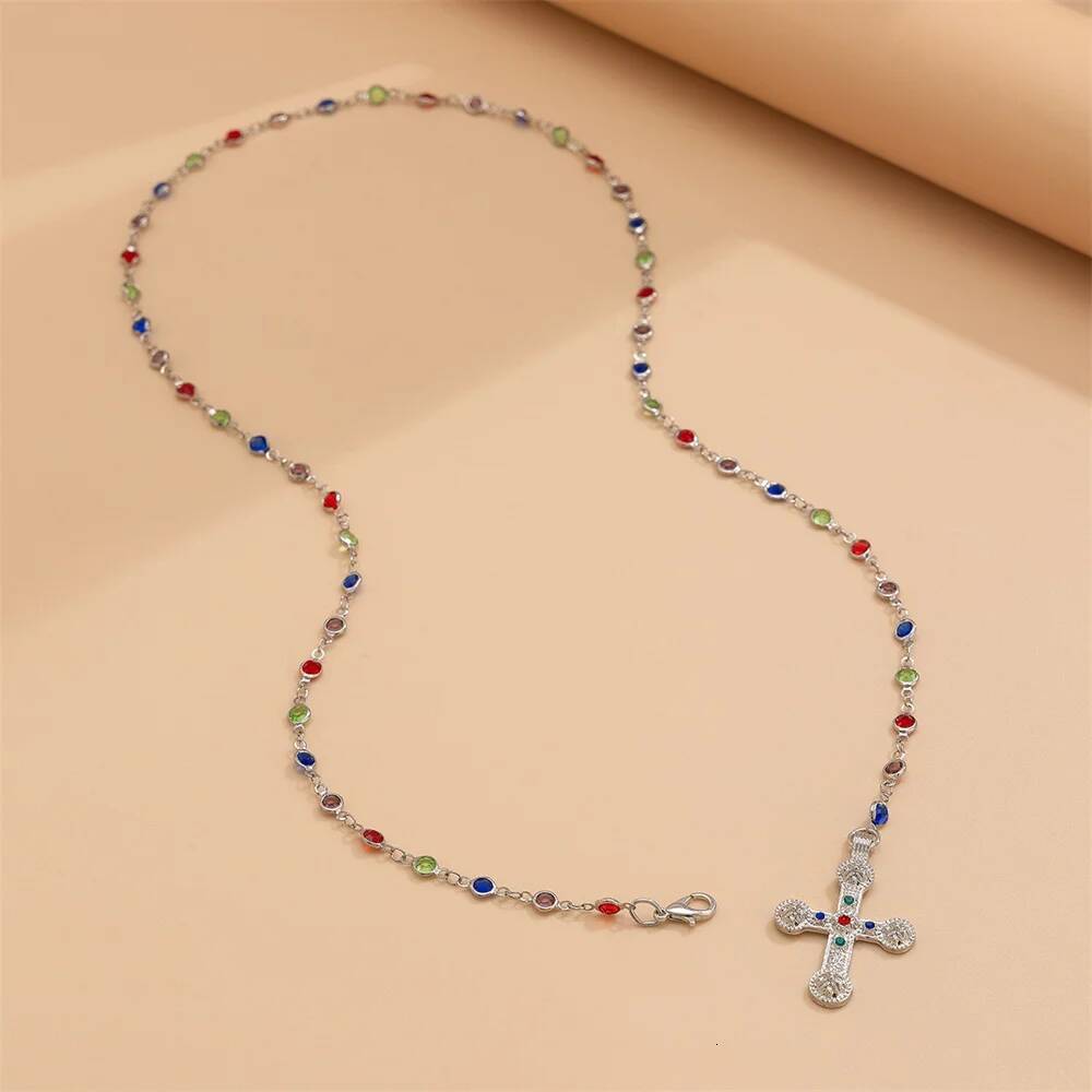 Unique Cross Pendant for Women Simple Crystal Sweater Chain Long Y-shaped Necklace Y2K Party Jewelry 2024 Jewelry for Women