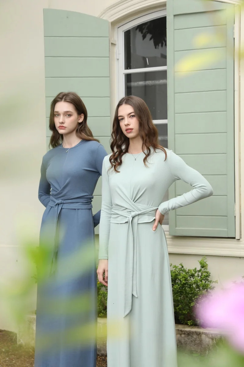 AS 2025 summer ribbing closedfit wrap tops Aline dress high Stretch matching sets 250807