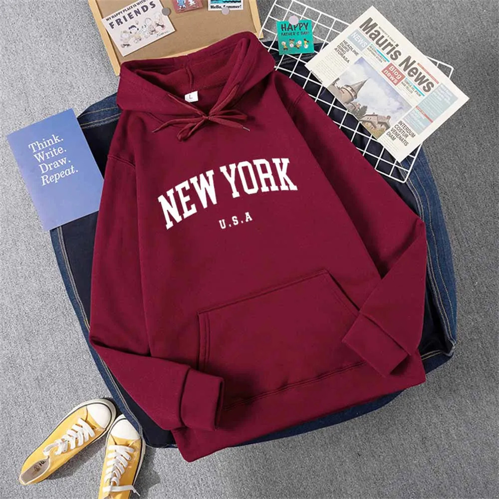 Men Women York U.S.A City Hoodies Fashion Letter Printed Graphic Sweatshirts Loose Casual Harajuku Hooded Pullover Sportwear 250804