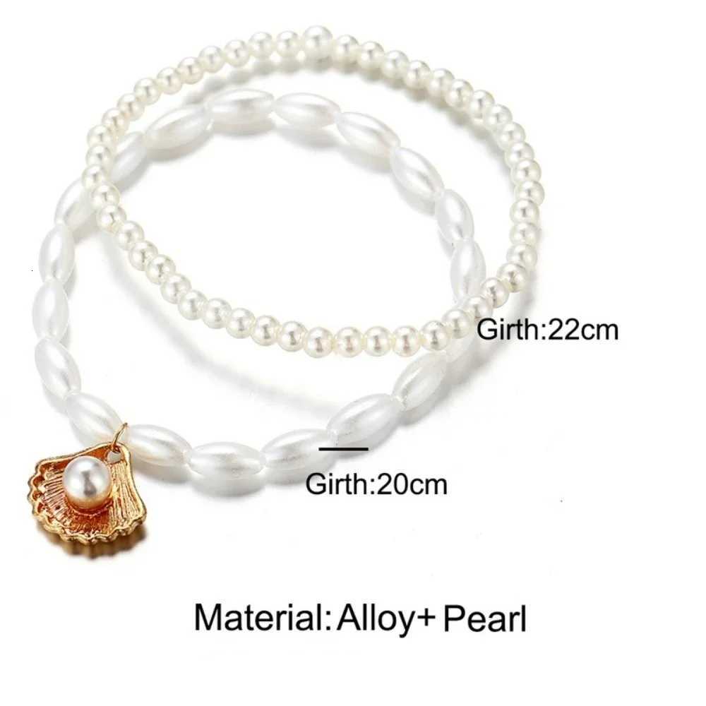New Fashion Bohemian Simulated Pearl Chain Wedding Anklet for Women Gold Color Shell Pendant Anklet Jewelry Gift Y250805