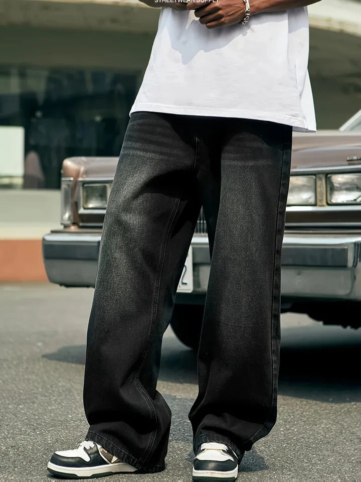 MenS Skinny Fit Wide Leg Jeans Stylish Comfy Denim Pants Versatile For Four Seasons 250807