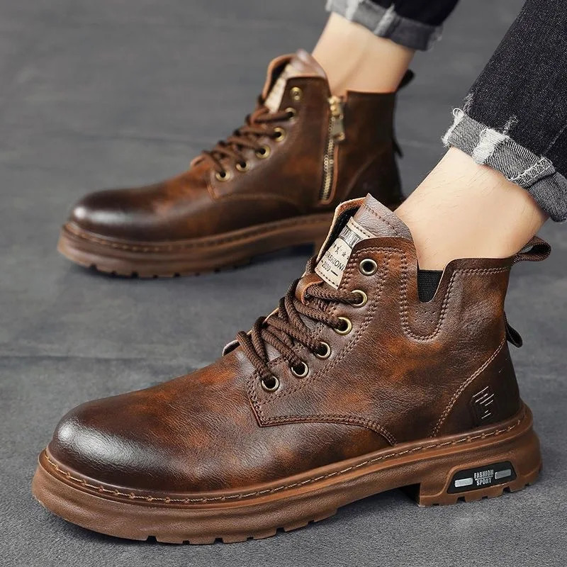 Winter Mens Boots Trendy Mens Shoes British Cargo Boots Outdoor Plus Size Versatile Casual Shoes man shoes ankle boots 250805