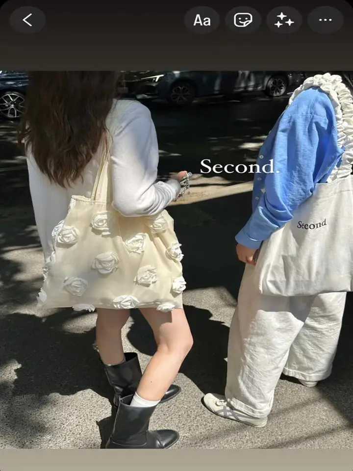 2025 Summer Nylon 3D Flower Korean Sweet Women Shoulder Bags Handbag All-match Z250807