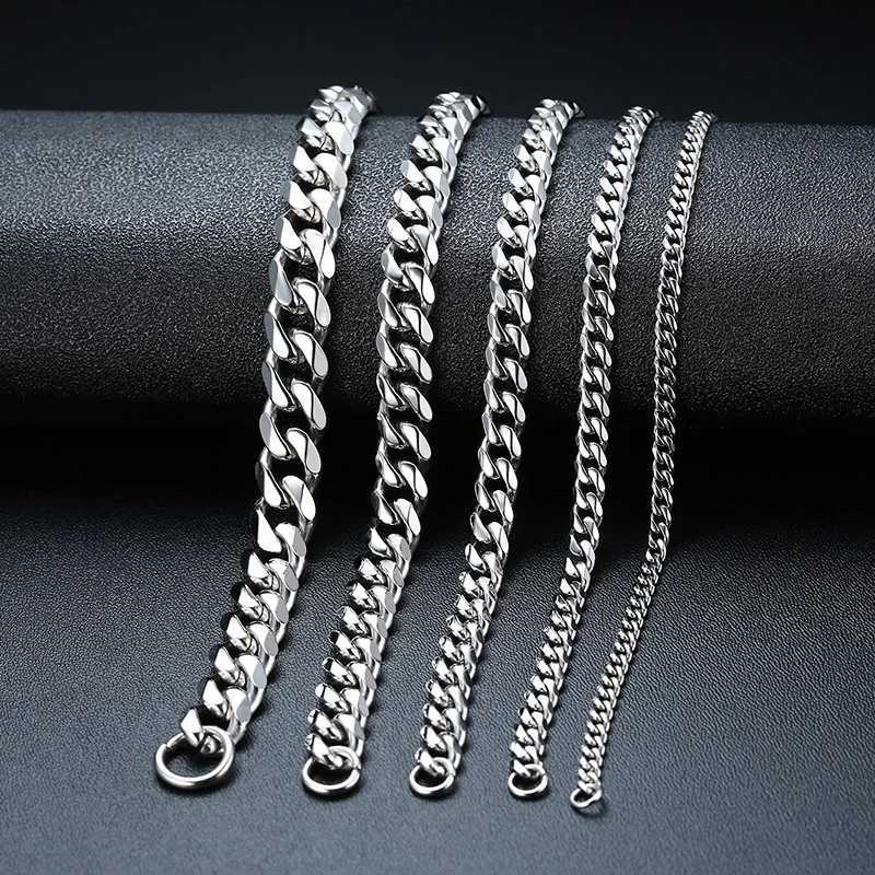 50pcs 3-11mm Chunky Miami Curb Chain Bracelet for Men Stainless Steel Cuban Link Chain Wristband Classic Punk Heavy W250807