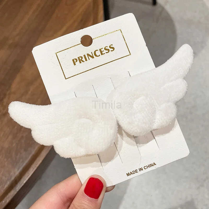 2pcs Angel Wing Hair Clips for Girls Cartoon PLUSH Pins Barrette Wing Hair Hoop Christmas Holiday Dress Up Hairpin Accessories U250807