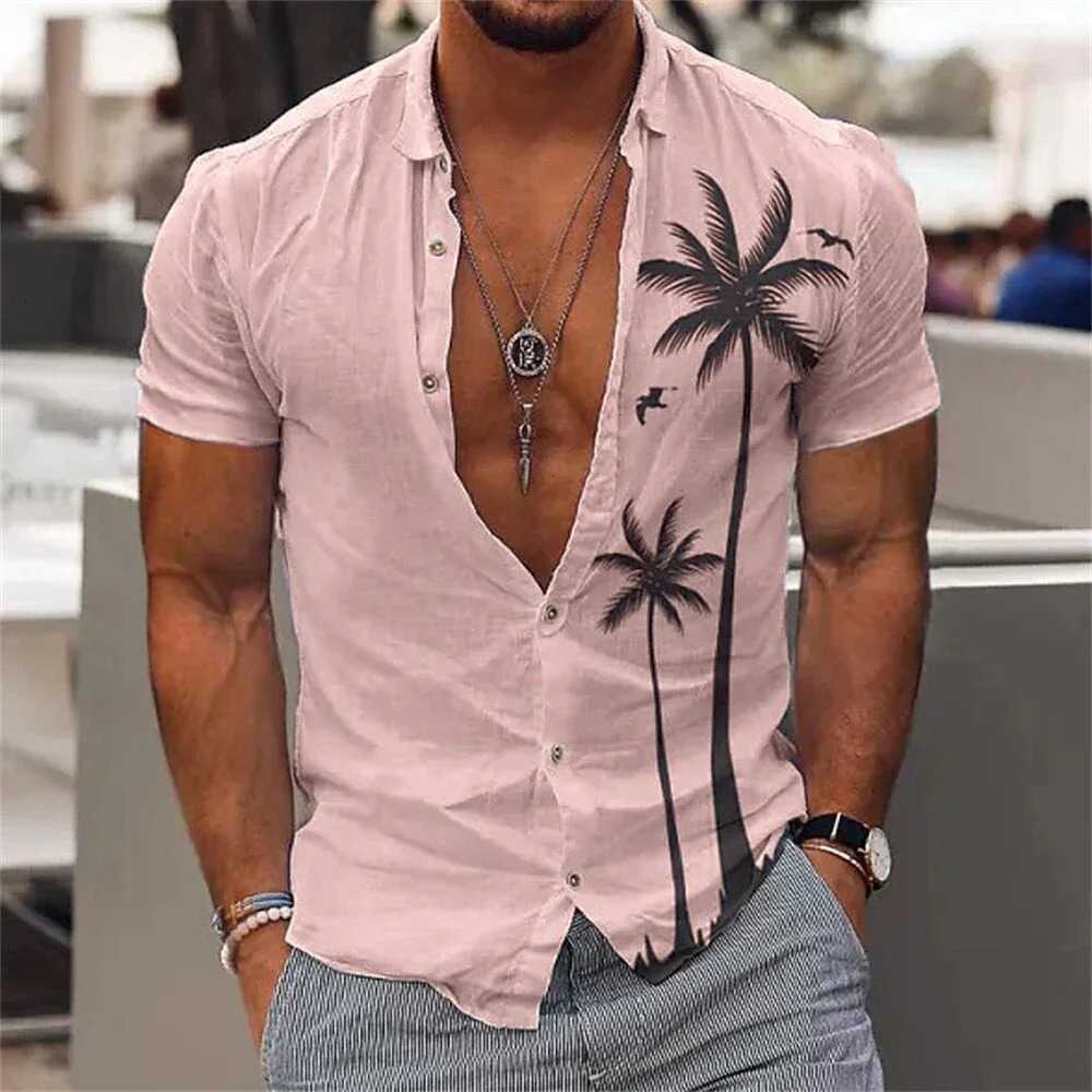 Coconut Hawaiian Shirt Mens 3d Print Casual Beach Streetwear Oversized Top Summer Short Sleeve 250807