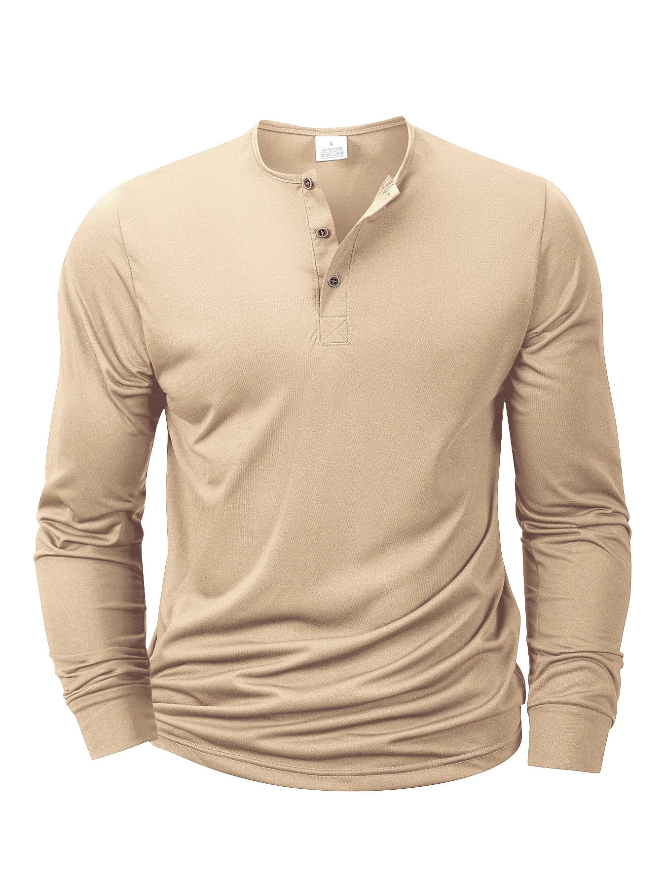 Mens Long Sleeved Henley Neck T-shirt Slim Fit Bottoming Shirt Fitness Tops Tees Button Neck Casual Cozy Tshirt 250804