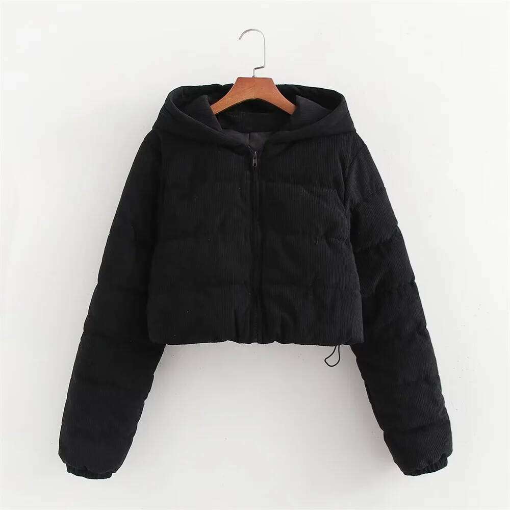 Designer Clothing 2025 UNIZERA Autumn/Winter New Product Fashion Women's Clothing Loose Long Sleeve Corduroy Short Hooded Coat Cotton Jacket