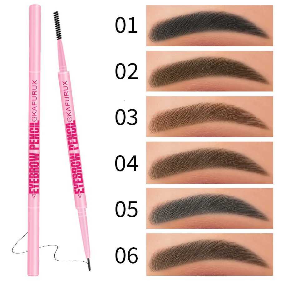 1pcs Ultra-fine Double-headed Rotatable Eyebrow Pen with Brush Eye Makeup Waterproof Wild Eyebrow Pencil Cosmetic Eyebrow Brush W250807