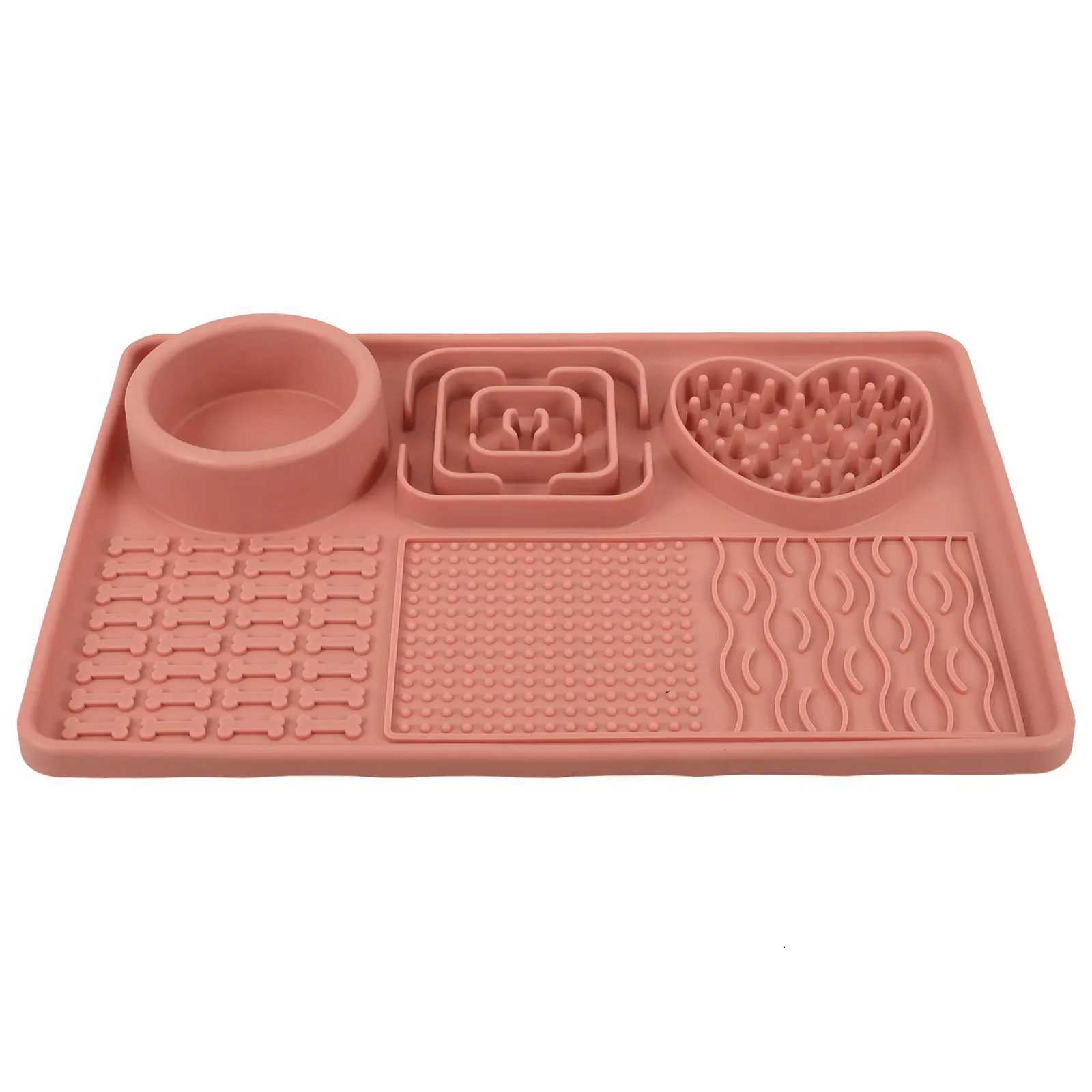 Pet Licking Pad Silicone Dog Cat Food Mat Suction Cup Large Pink Slow Feeder Training Calm Choking Prevention Washable Reusable Y250806