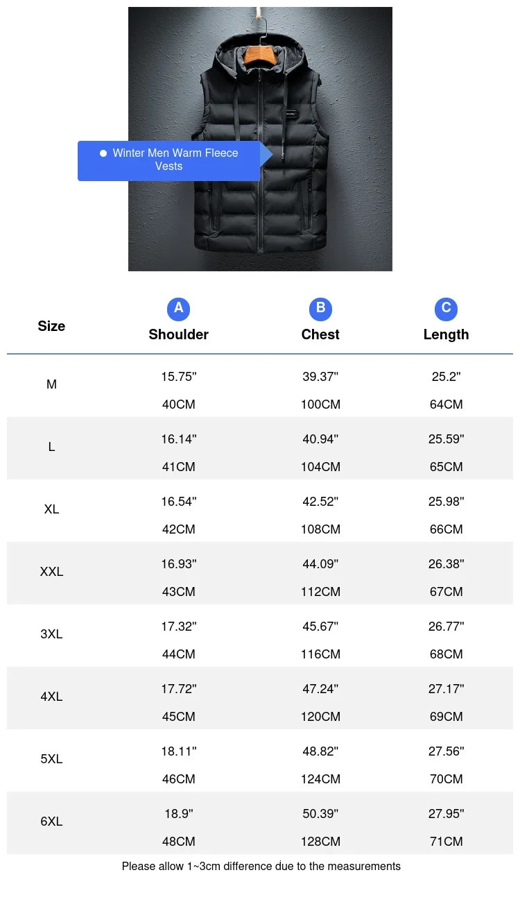 Winter Mens Warm Jacket Sleeveless Vest Man Fleece Lined Vest Hooded Coats Men Windbreaker Padded Waistcoats Clothing 6XL 250804