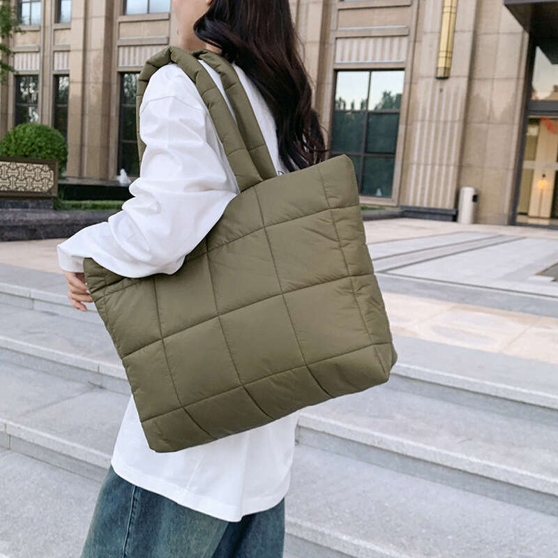Shoulder Bag Light And Soft Bag Trendy Niche Design Checkered Soft Tote Bag For Women Handheld And Shoulder Fashionable Cotton Bag Large Ca