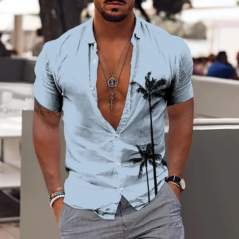 Coconut Hawaiian Shirt Mens 3d Print Casual Beach Streetwear Oversized Top Summer Short Sleeve 250807