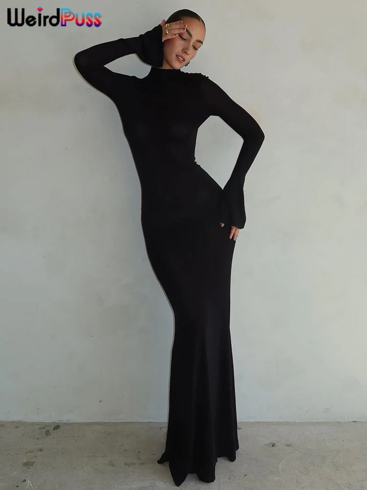 Weird Puss Backless Skinny Women Dress Stretchy Slim Bag Hip Bodycon Ladies Fashion Party Event Prom Mermaid Vestidos 250807