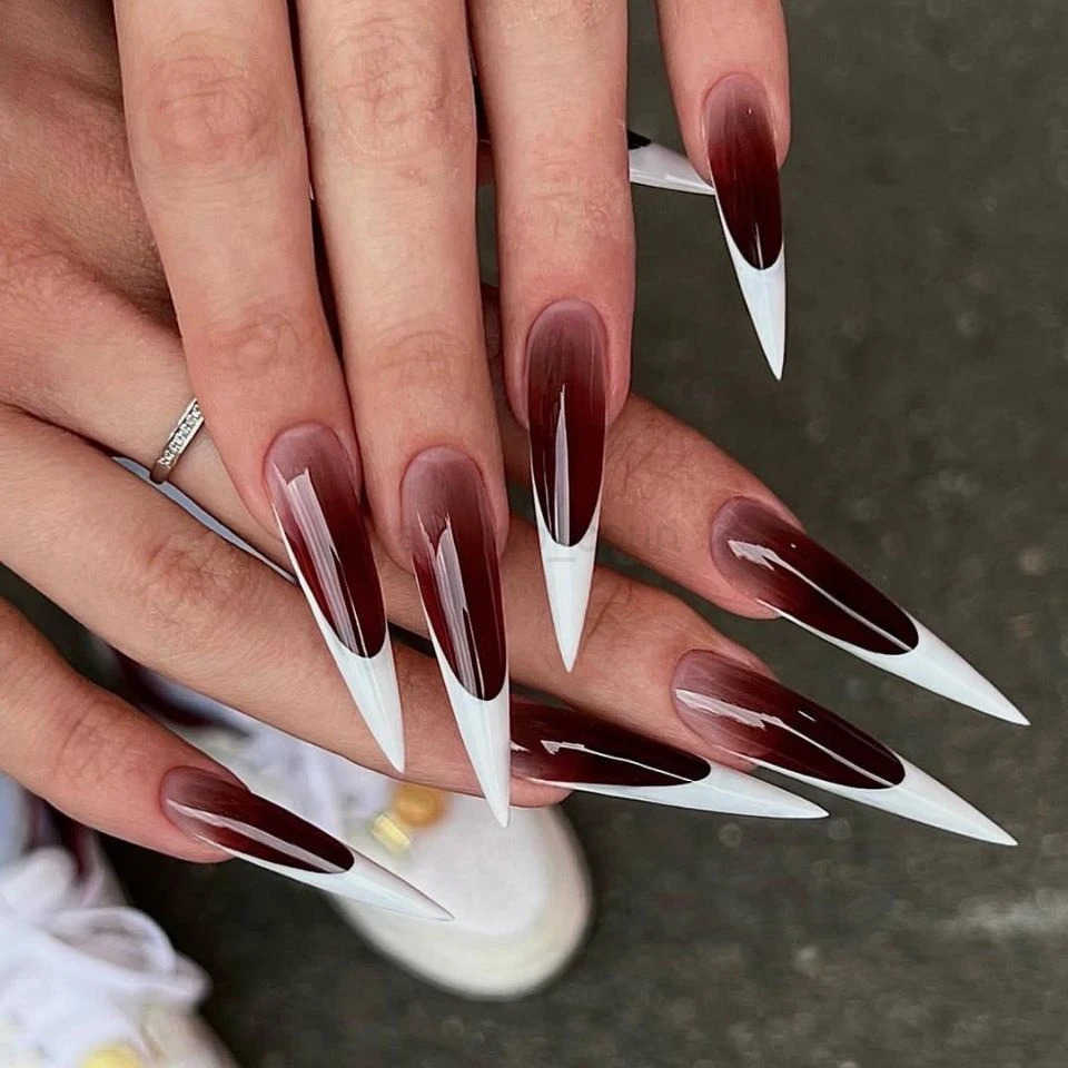 Black Halloween Nails Press On Stiletto Fake Nails Web Designs Long Coffin Ballerina Wearable False Nail For Women 24pcs M250807