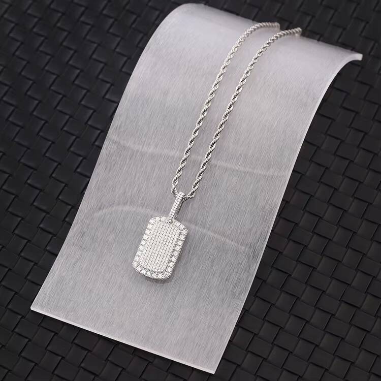 High Quality 925 Silver Square Shape Simple Pendant VVS D Color Moissanite Cuban Necklace Charm Pendant
