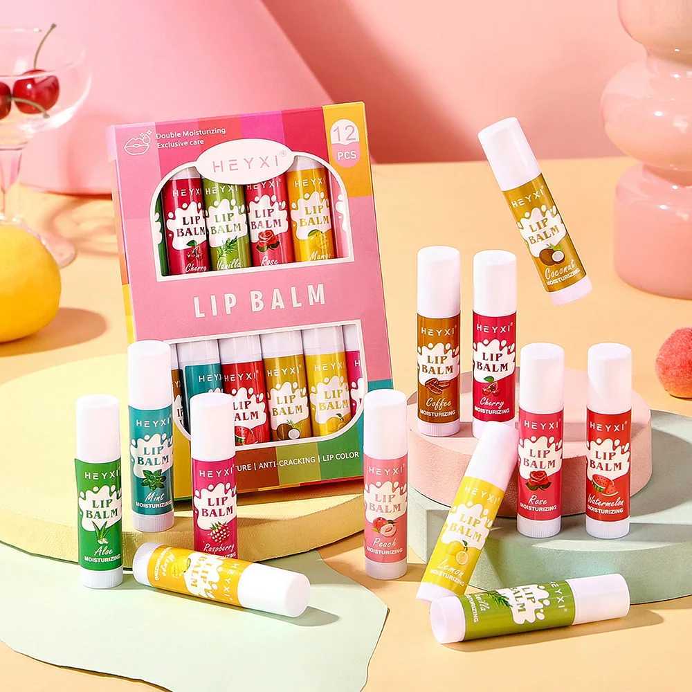 6/12Pcs Lip Balm Set Fruit Flavored 12Flavors Natural Lip Balm for Dry Cracked Lips Long Lasting Lip Care ProductsXJ250807