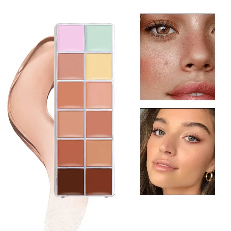 12 Color Nude Concealer Palette Contour Cream Acne Spot Corrector Dark Circles Face Foundation Brightening Pigment Cosmetic 250730