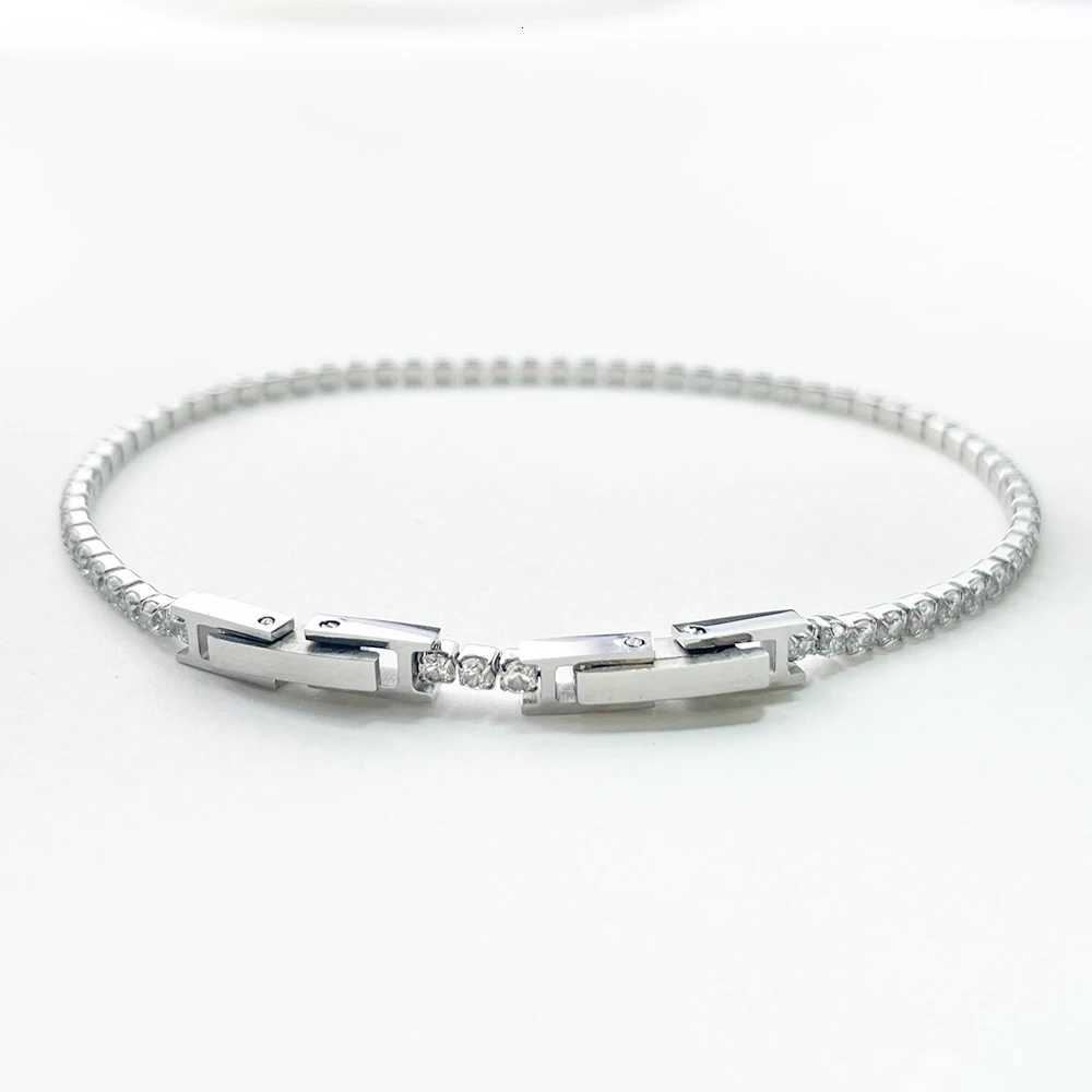 2mm 13cm-15-17-19cm Cluster CZ Link Chain Tennis Bracelets For Women Girls Friendship Jewelry Stainless Steel Bracelet W250807