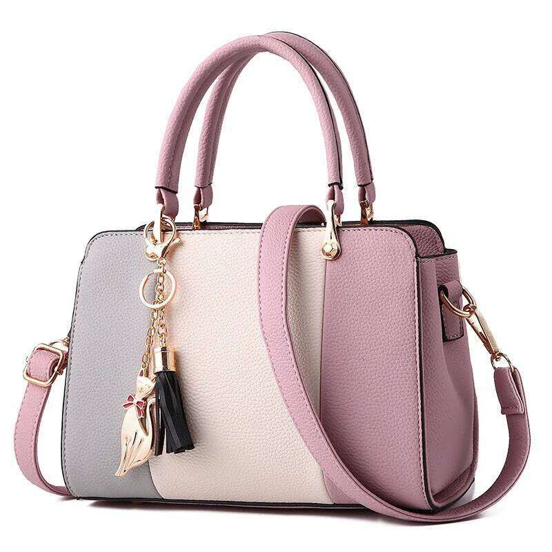 Color Blocking Women's Bag Leather Crossbody Totes Fashion Designer Female Handbag Casual Ladies Travel Shoulder Bags