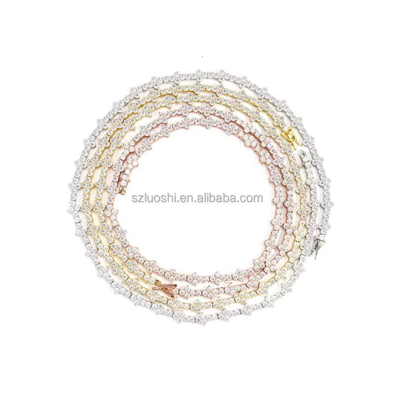 Hip Hop Jewelry 925 Sterling Silver Tennis Necklace Iced Out Moissanite Diamond Cross Bling Cuban Link Chain Bracelet