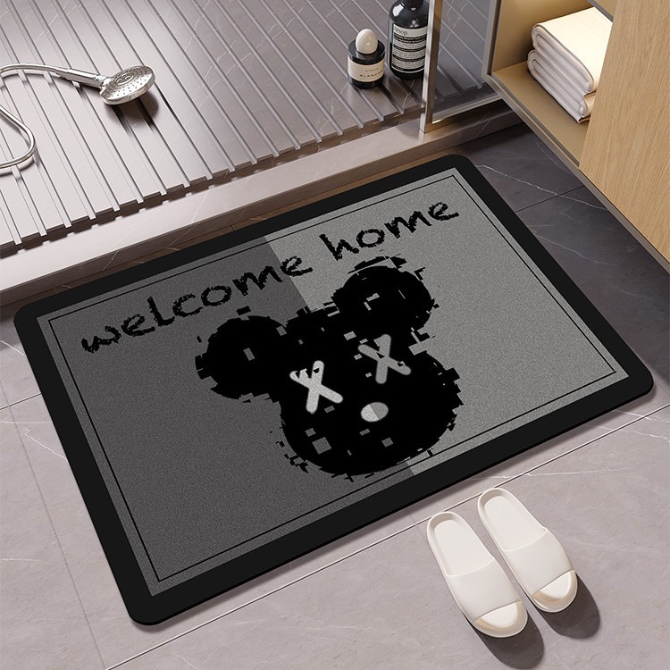 Luxury designer Bath Mats carpet bathroom kitchen floor mat print Retro yoyer floor mat bathroom water absorbing and non slip home decoration Bear