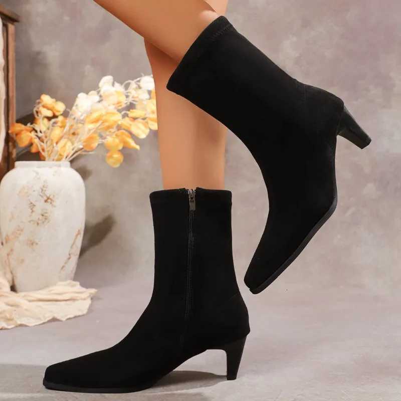 Pointed Toe Stiletto Booties for Women 2022 New Summer High Heel Stretch Skinny Boots XJ250807