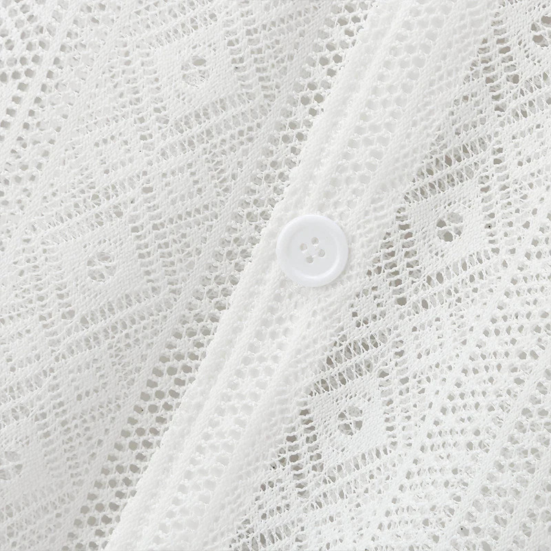 Summer Mens Clothing Mesh See Through Sexy Shirt Short Sleeve Fishnet Buttondown Retro Chic Streetwear Party Blouse S5XL 250807