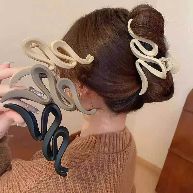 Big Matte Hair Clips Vintage Ribbon Bow Hair Claws Crab Headwear Hairpins Ponytail for Women Hair Accessories Barrettes U250807
