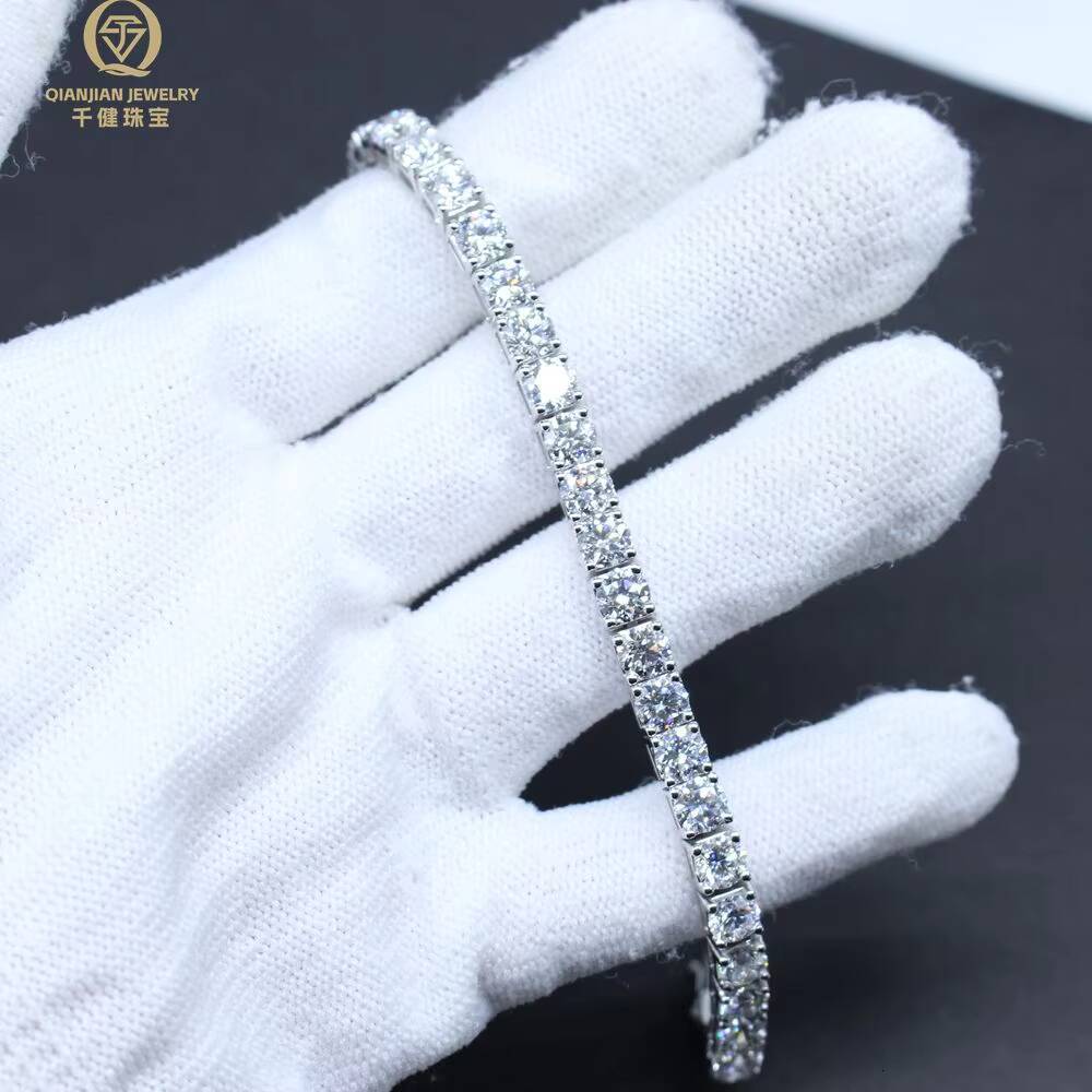 Qianjian IGI Certified Lab Grown Diamond Tennis Bracelet Chain 10K 14K 18K Gold 3MM 4MM 5MM Vvs Lab Created Diamond Tennis Chain