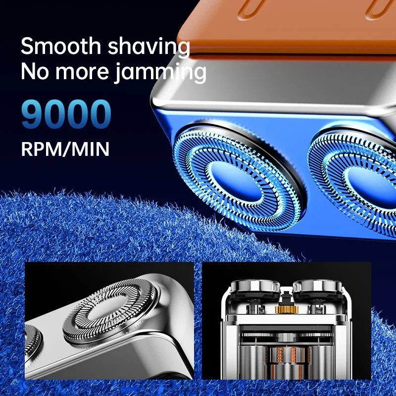 Dual Floating Magnetic Blade Men Electric Shaver Mini Portable High Speed Travel Beard Knife Rechargeable Rotary Electric Razor 250805