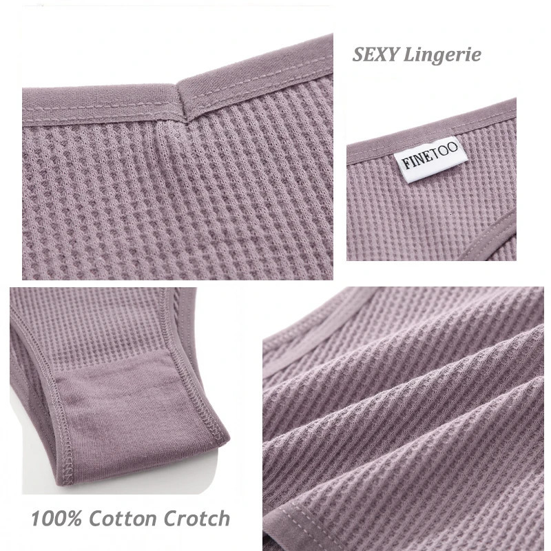 10PCSSet Waffle Cotton Panties for Women Sexy LowWaist Brazilian Female Soft Underwear TBack Solid Lingerie Bikini 250807