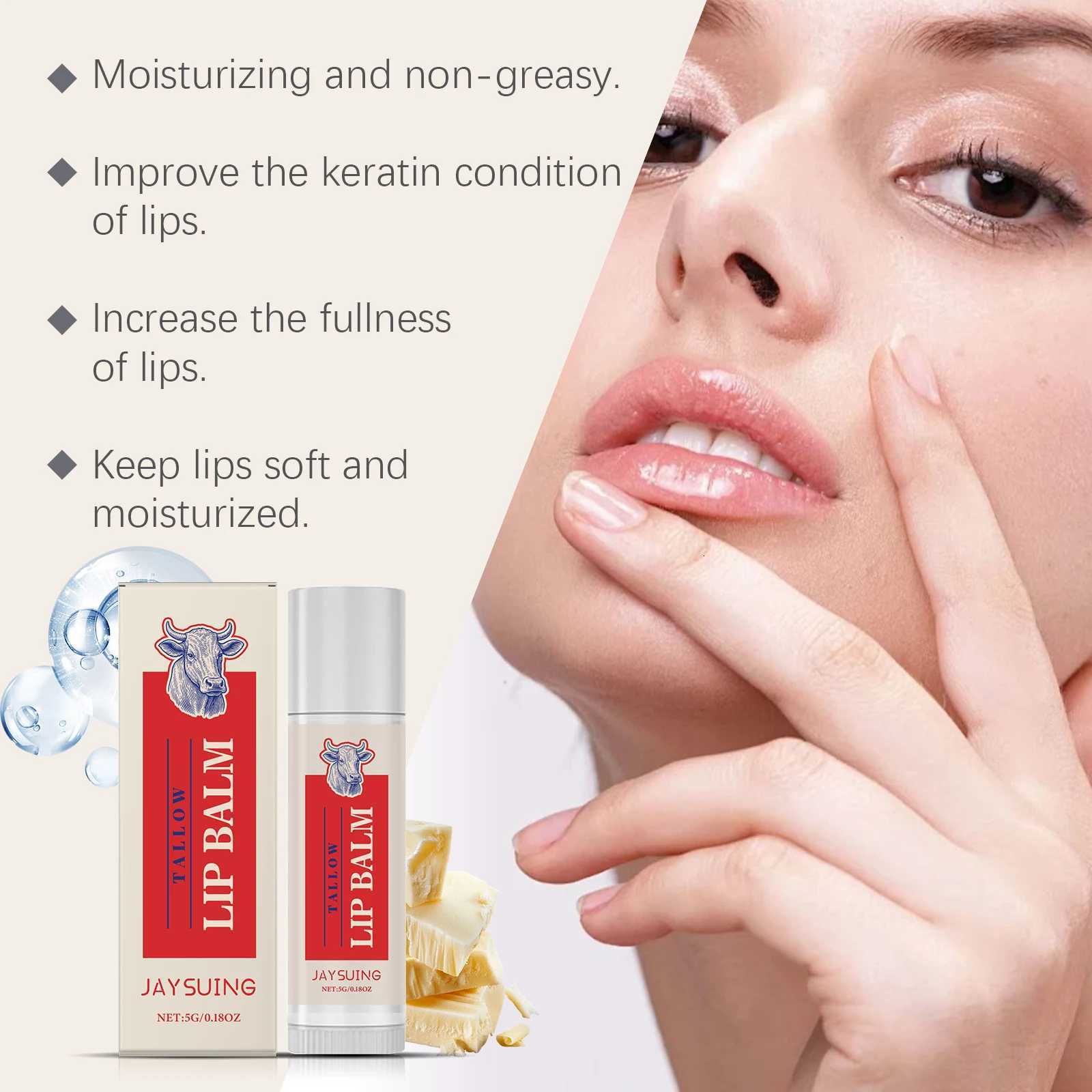 Tallow Lip Balm Ultra Nourishing Non-Greasy Softening Fade Lip Lines Remove Dark Anti-Cracking Moisturizing Lip CareXJ250807