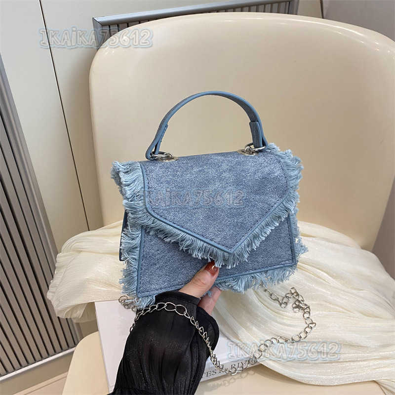 Denim Tassel Bag for Women 2024 New Niche Chain Shoulder Bag Fashion Handbag Crossbody Bag H250806