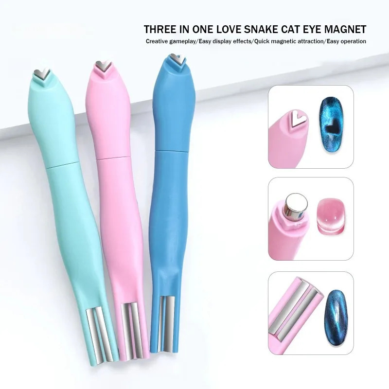 3D Love Heart Nail Magnet 3in1 Cat Eye Magnetic Rod Moon Snake Pattern French Nail UV Attraction Magnetic Stick for Manicure 250805