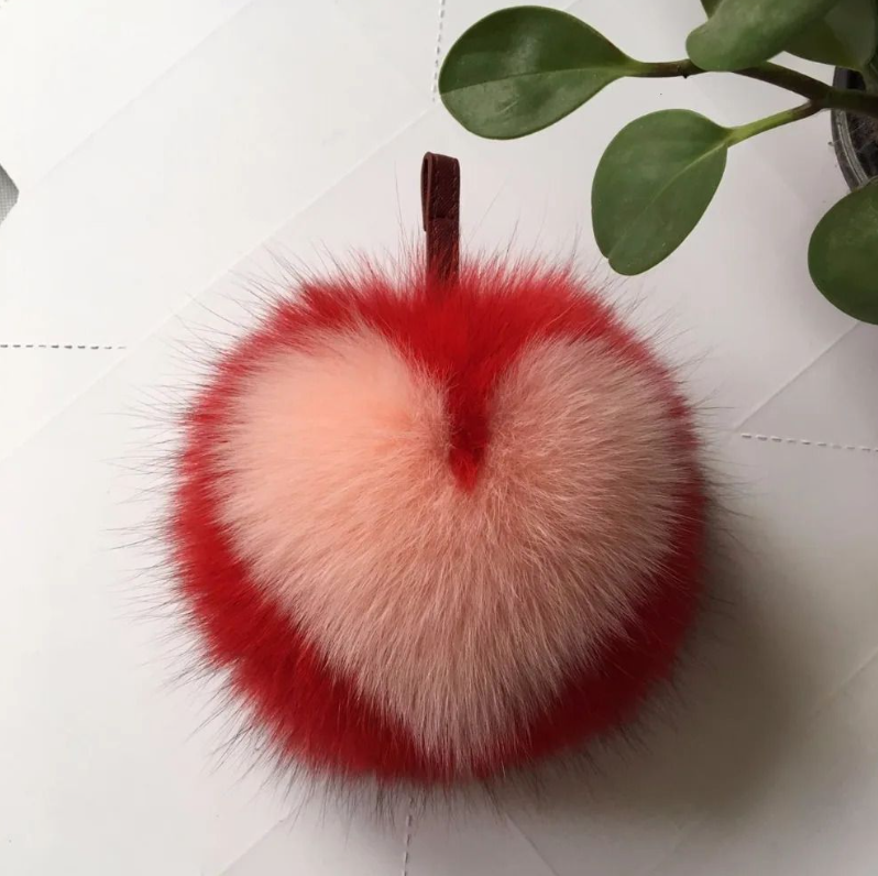 15CM Large Pong Pine True Fox Fur Bag Bug Pom Keychain Handmade Sweetheart Metal Keychain Bag Charm Monster Pompoms F112 250409