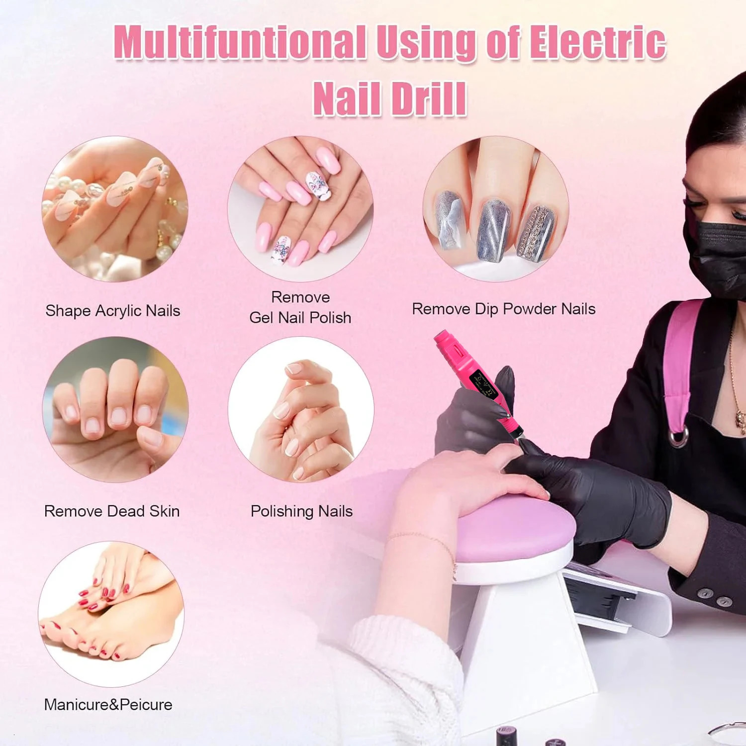 Nail Sander Set Electric Nail Drill Machine Grinding Equipment Milling Cutter For Manicure Pedicure Strong Polishing Tools 250807