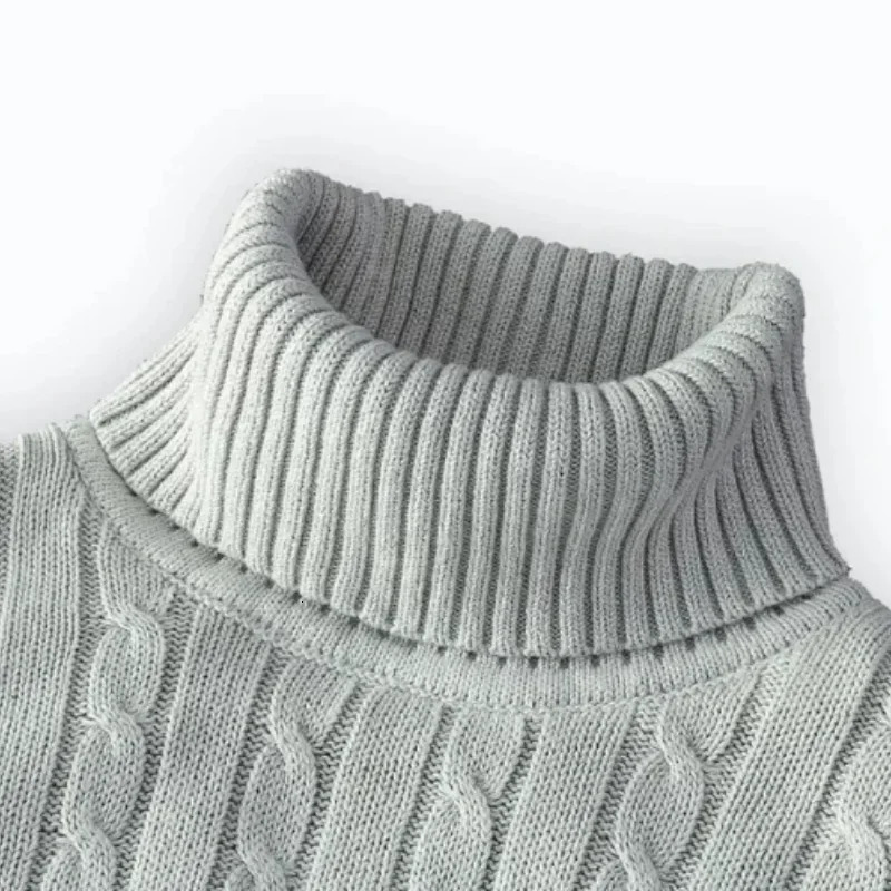 Mens High Neck Sweater Solid Color Pullover Knitted Warm Casual Turtleneck Men Clothes 250801
