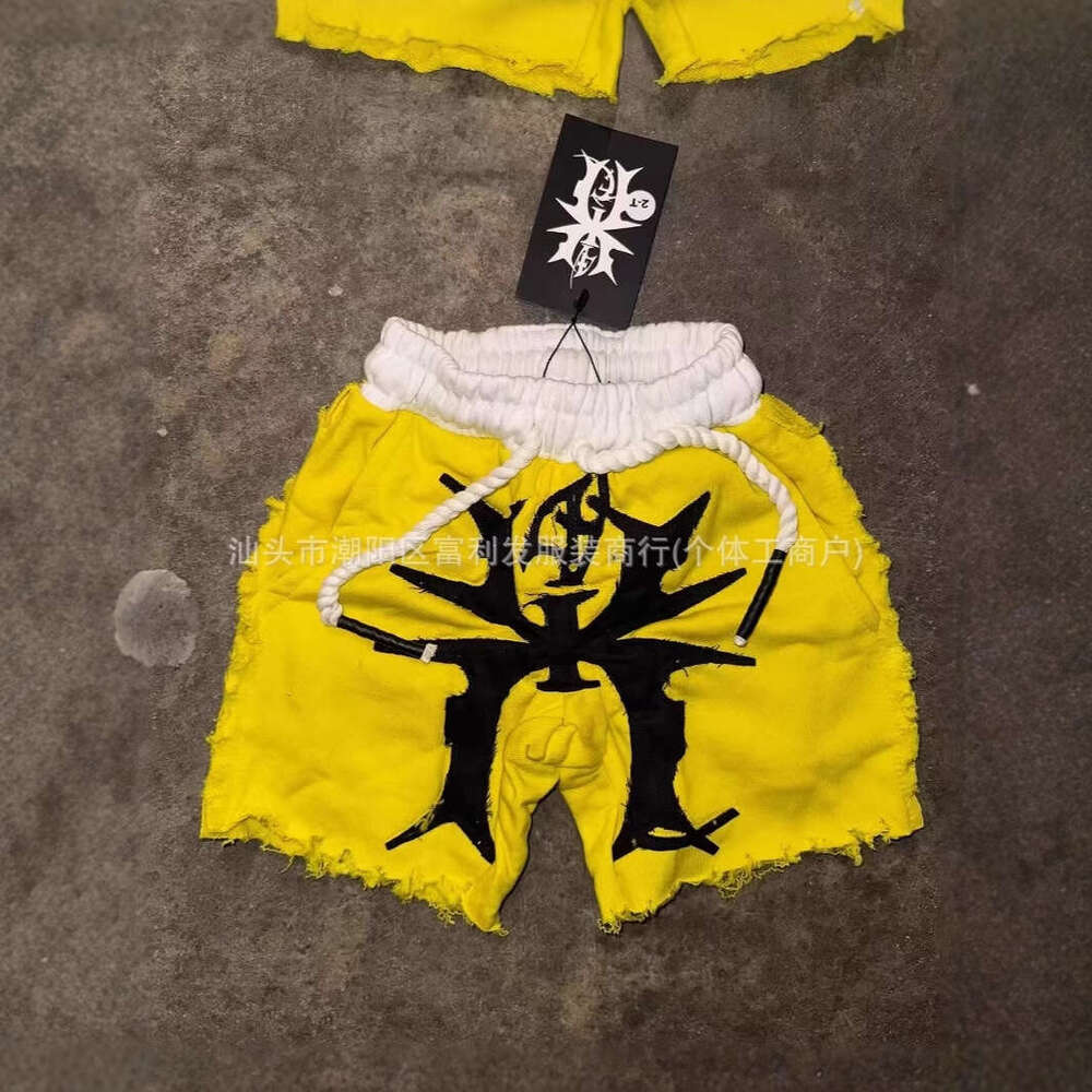 2025 Summer New American Style Washed Fashion Embroidered Trendy Shorts Loose Casual Waist Drawstring Pants