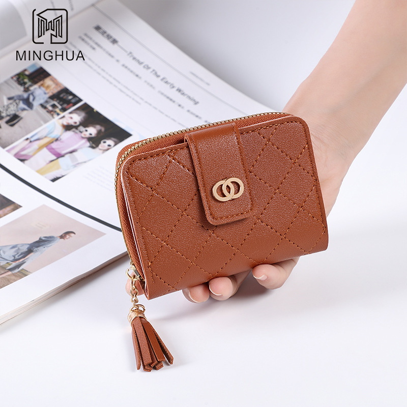 Free Shipping Designer Luxury New Women's Wallet Short Solid Color Card Holder Simple Button Small Coin Purse Casual Handbag