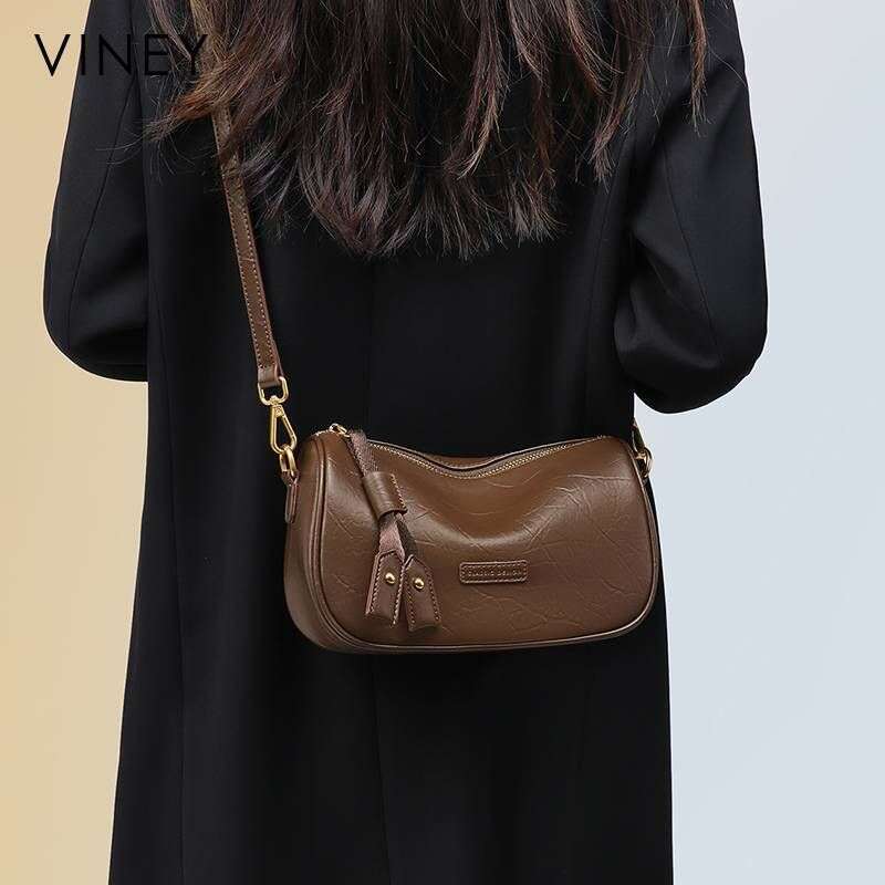 VINEY Women 2025 New Summer Messenger Genuine Leather Women's Commuter High-end Shoulder Pillow Bag