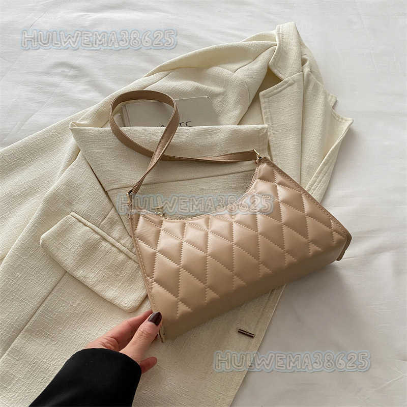 Womens Elegant Simple Quilted Embroidery Niche Underarm Bag 2024 Spring Summer High-end Single Shoulder Bag Style Small Square Bag H250806