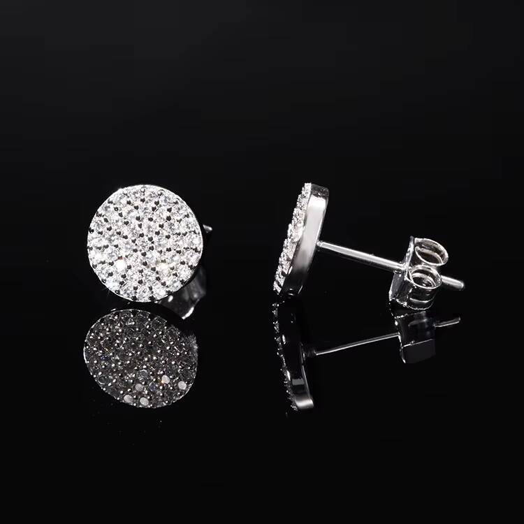 Fashion Style Gold Plated 925 Sterling Silver With D Color VVS Moissanite Diamond Stud Earrings for Mans Women