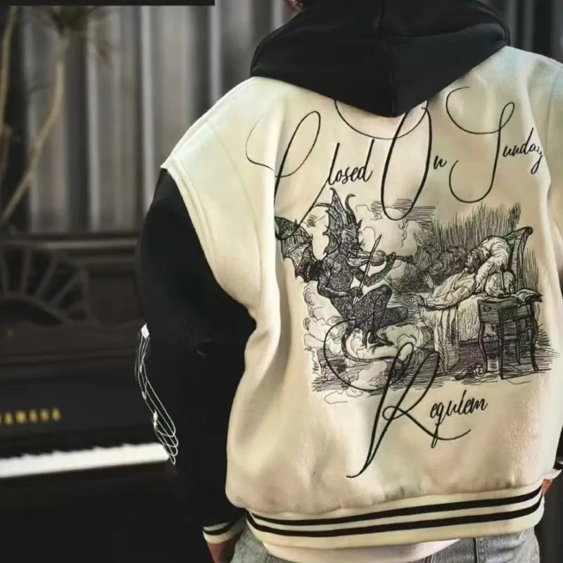 Streewear Varsity Jacket Men Splicing PU Leather Sleeves Spring Autumn Embroidery Baseball Jacket Coats Men Clothing Outerwears 250805