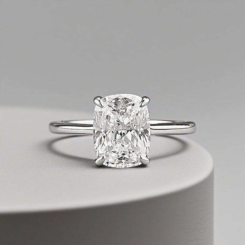 Hui Zhi Wing Jewelry New S Silver 7*9 Rectangular Ring for Women Daily Classic Live Streaming Style