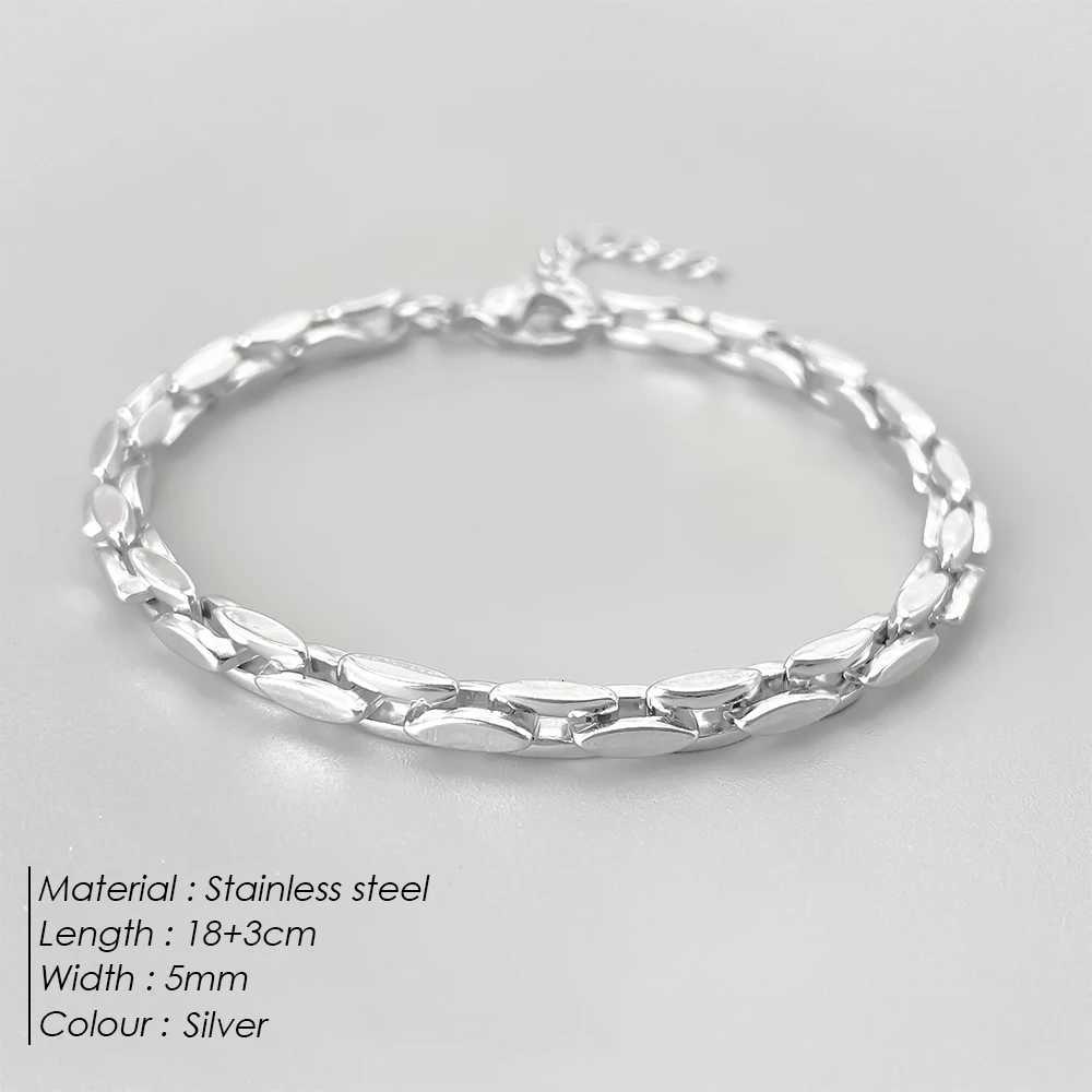 ELANDIS 5mm Stainless Steel Square Chain Bracelet Men Punk Rock Boy Chunky Metal Jewelry Wristband Hand Chain W250807