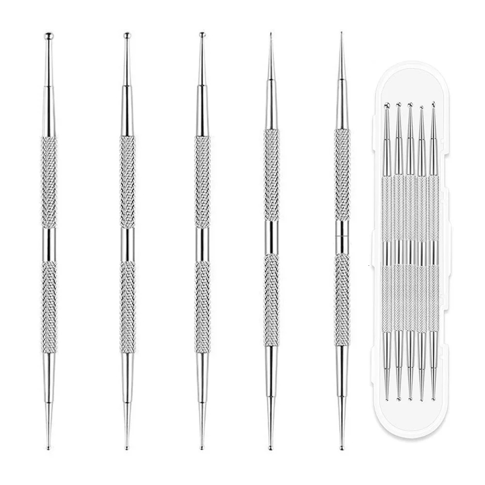 5Pcs Nail Dotting Pen Tool 2 Way Nail Art Dotting Pen Stainless Steel Nail Painting Pen Manicure Embossing Tracing Professional 250805